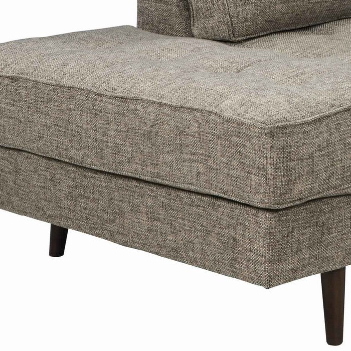 Fabric upholstered Right Arm Facing Chaise with Tapered Legs, Gray