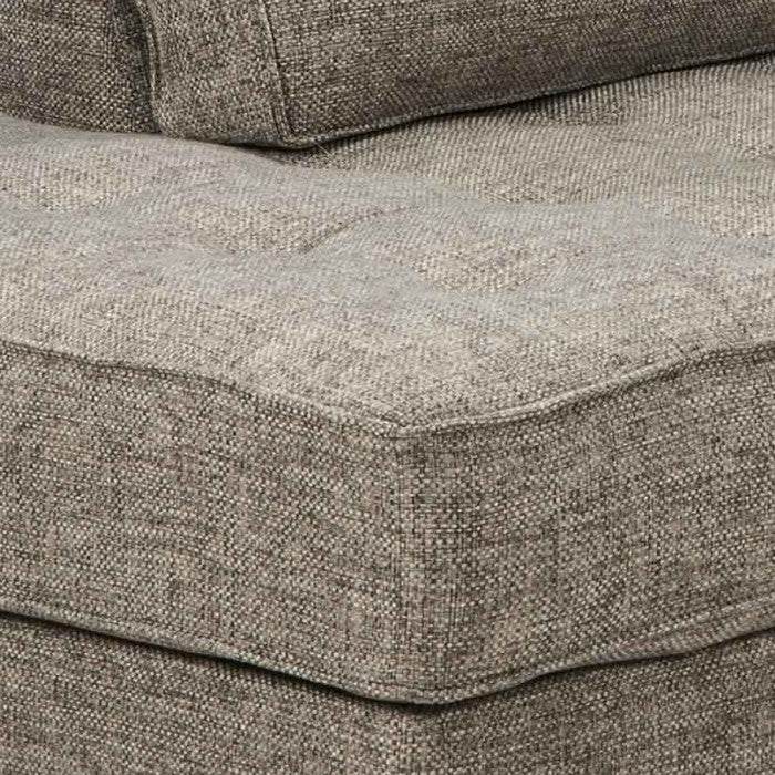 Fabric upholstered Right Arm Facing Chaise with Tapered Legs, Gray