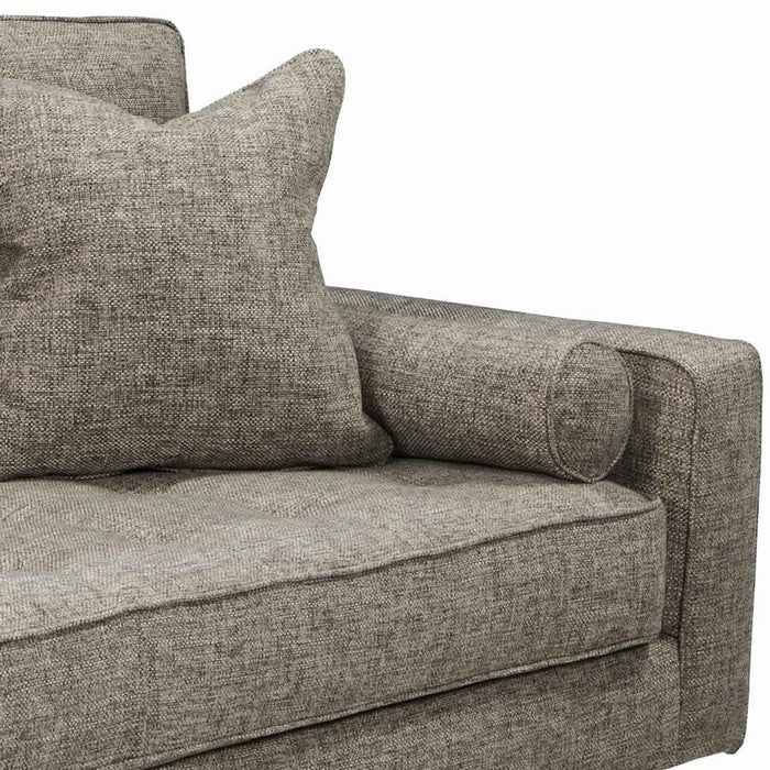 Fabric upholstered Right Arm Facing Chaise with Tapered Legs, Gray