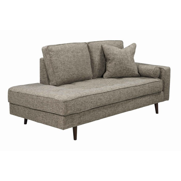 Fabric upholstered Right Arm Facing Chaise with Tapered Legs, Gray