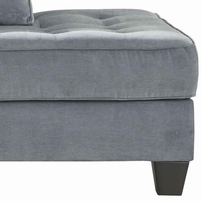 Fabric Upholstered Left Arm Facing Corner Chaise with Tufted Seats, Gray