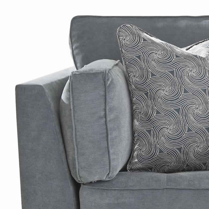 Fabric Upholstered Left Arm Facing Corner Chaise with Tufted Seats, Gray