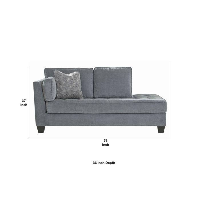 Fabric Upholstered Left Arm Facing Corner Chaise with Tufted Seats, Gray