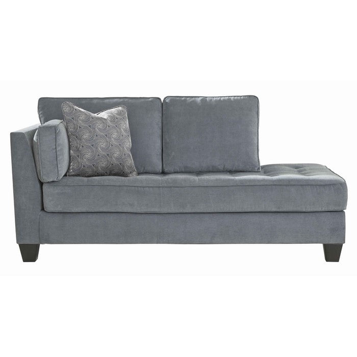 Fabric Upholstered Left Arm Facing Corner Chaise with Tufted Seats, Gray