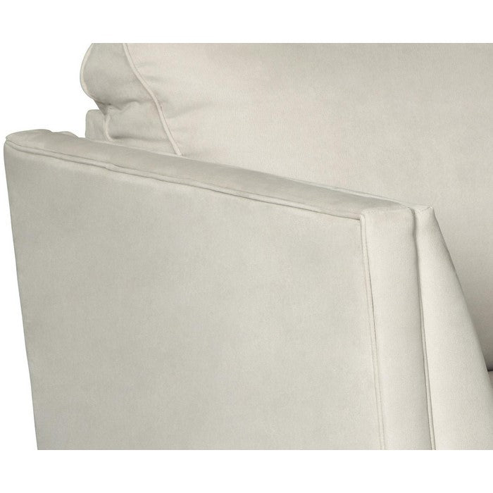 Fabric Upholstered Wooden Framed Arm Chair with Flared Arms, Off White