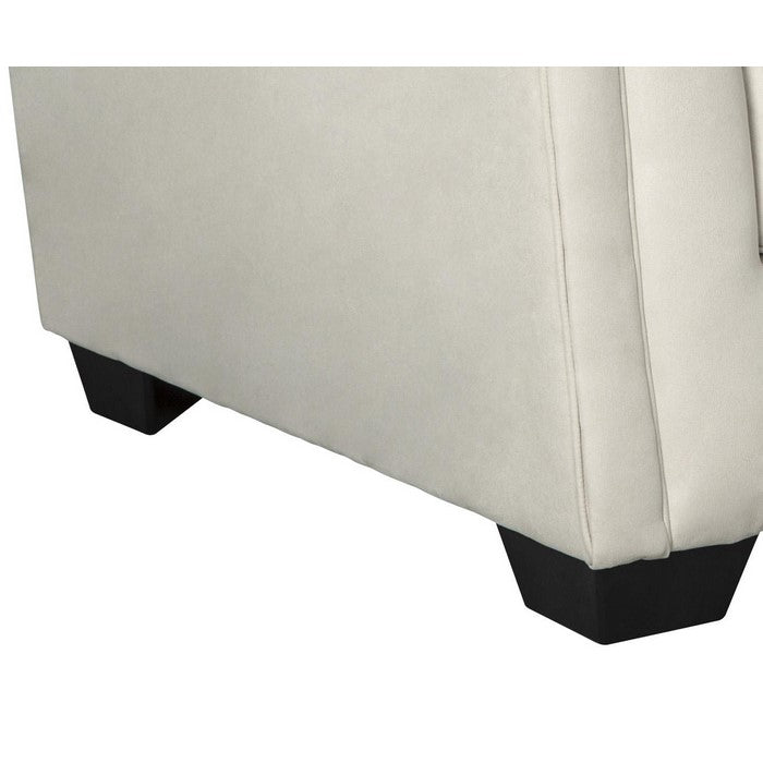 Fabric Upholstered Wooden Framed Arm Chair with Flared Arms, Off White