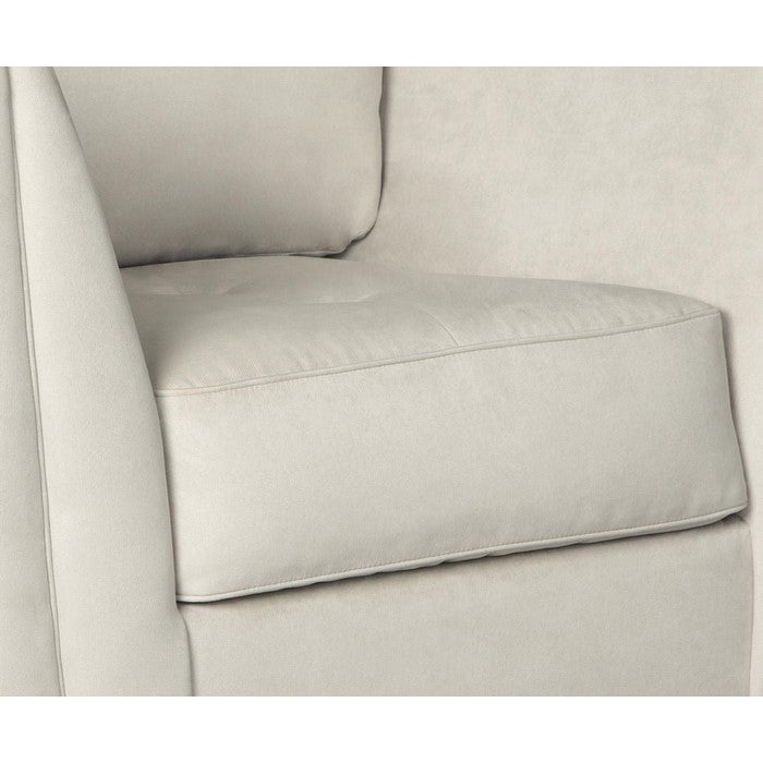 Fabric Upholstered Wooden Framed Arm Chair with Flared Arms, Off White