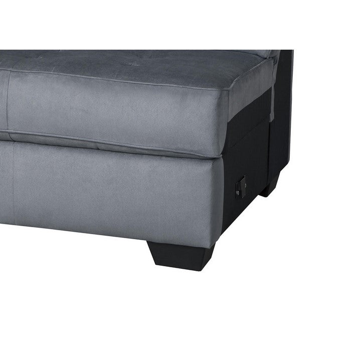 Upholstered Left Arm Facing Wooden Frame Sofa, Gray and Black