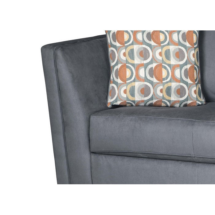 Upholstered Left Arm Facing Wooden Frame Sofa, Gray and Black