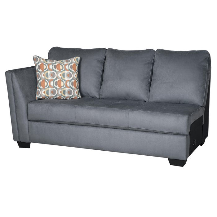 Upholstered Left Arm Facing Wooden Frame Sofa, Gray and Black