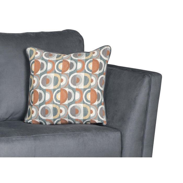 Upholstered Right Arm Facing Wooden Frame Sofa, Gray and Black