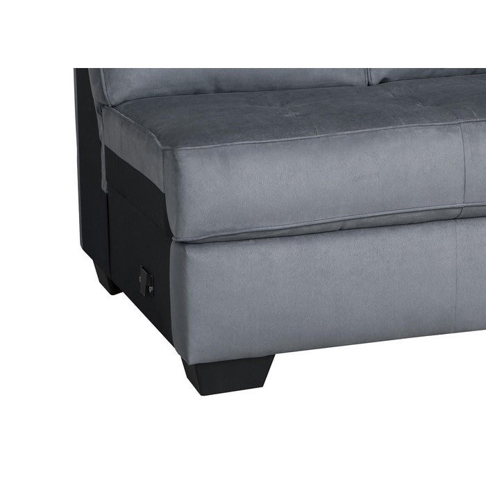 Upholstered Right Arm Facing Wooden Frame Sofa, Gray and Black