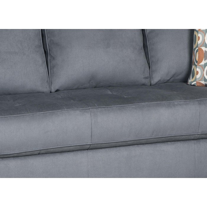 Upholstered Right Arm Facing Wooden Frame Sofa, Gray and Black