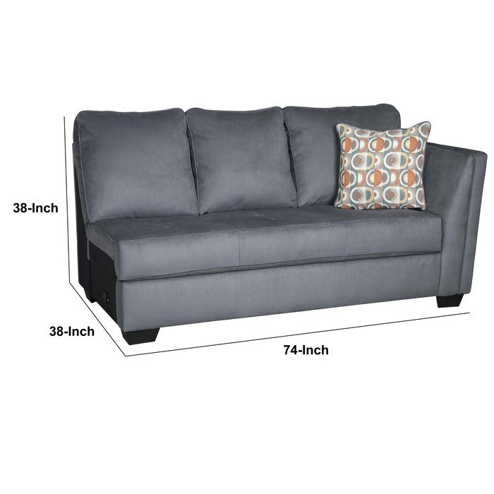 Upholstered Right Arm Facing Wooden Frame Sofa, Gray and Black