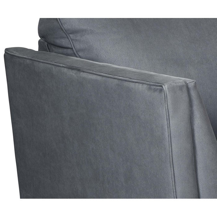 Upholstered Wooden Framed Arm Chair with Flared Arms, Charcoal Gray