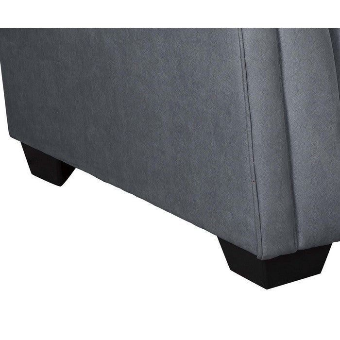 Upholstered Wooden Framed Arm Chair with Flared Arms, Charcoal Gray