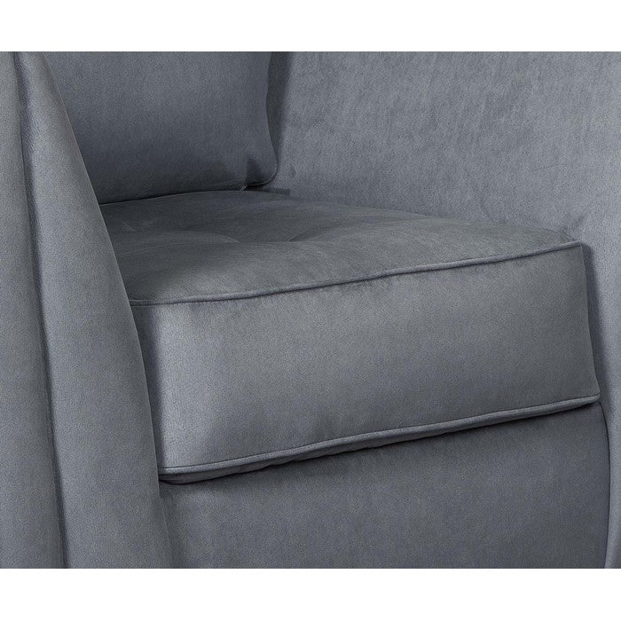 Upholstered Wooden Framed Arm Chair with Flared Arms, Charcoal Gray