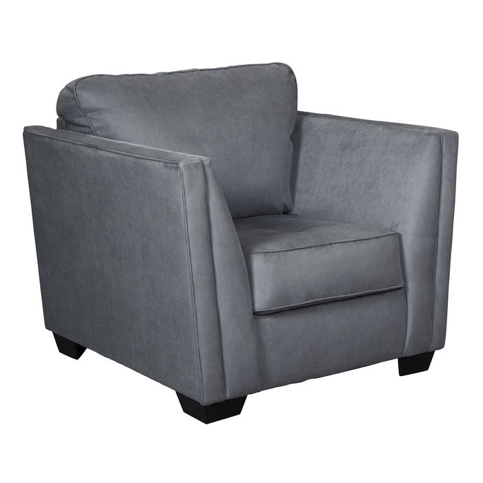 Upholstered Wooden Framed Arm Chair with Flared Arms, Charcoal Gray