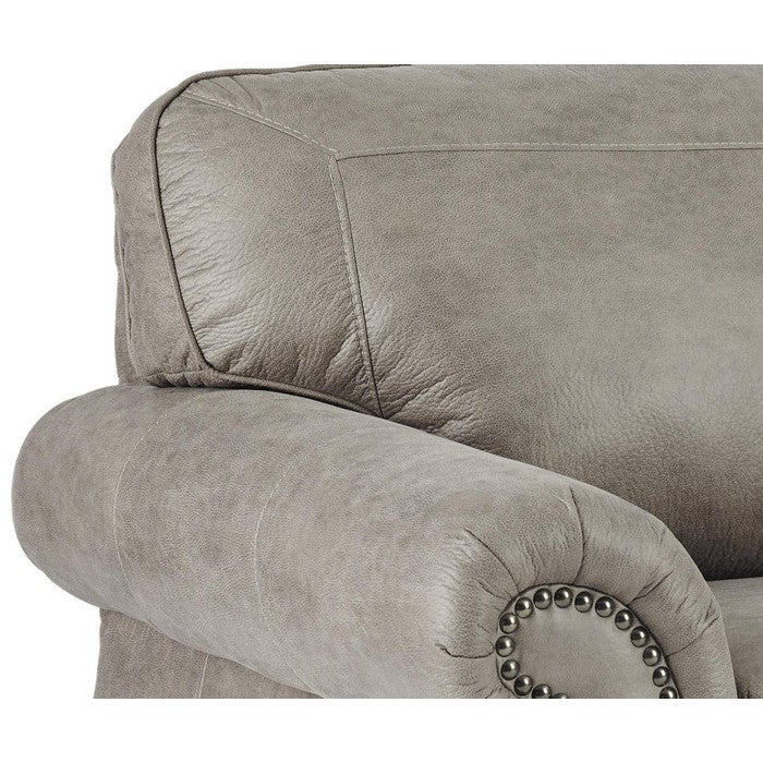 Nailhead Trim Wooden Framed Arm Chair with Padded Seat and Back, Gray