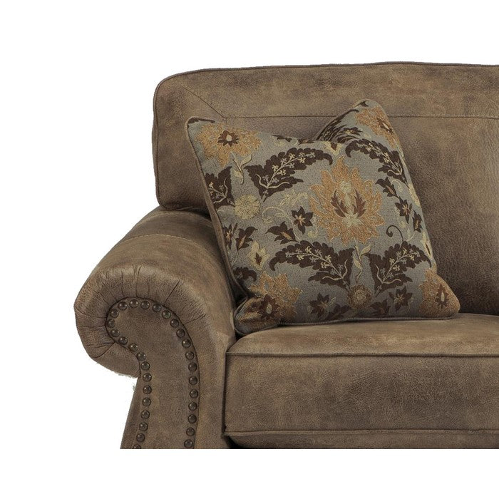 Nailhead Trim Leatherette Upholstered Wooden Framed Loveseat, Brown