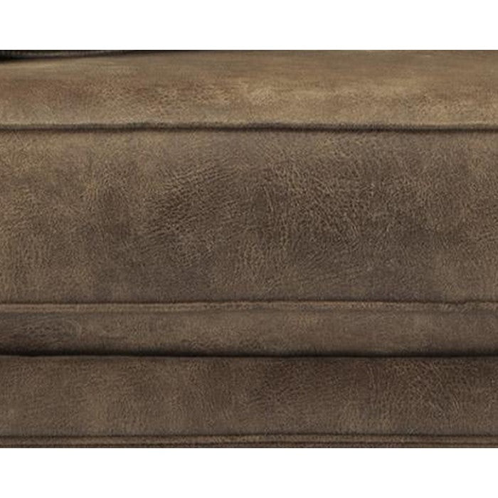 Nailhead Trim Leatherette Upholstered Wooden Framed Loveseat, Brown