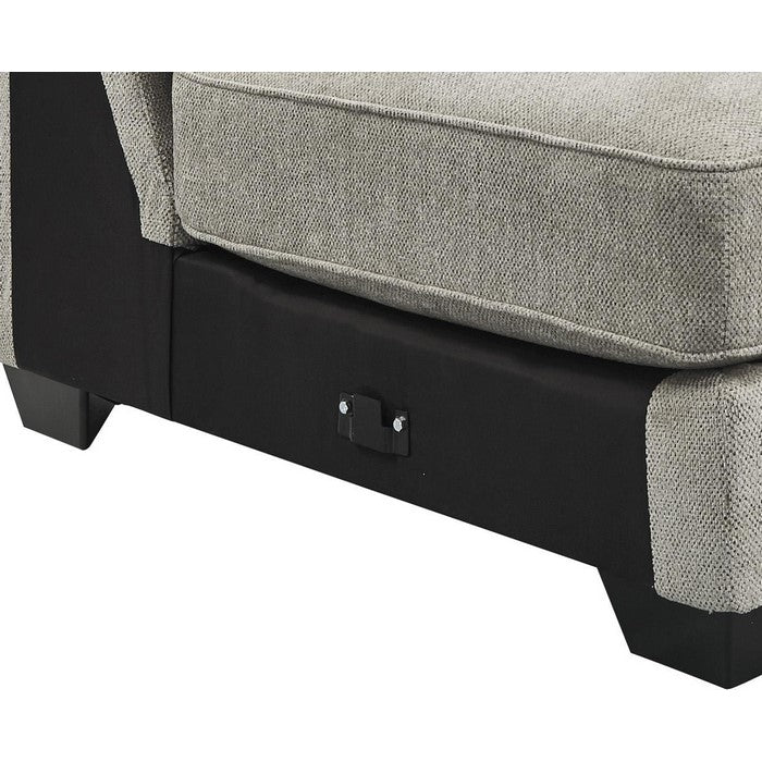 Fabric Upholstered Wooden Framed Wedge, Light Gray and Black