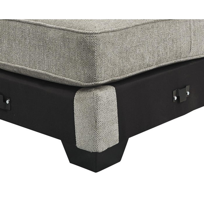 Fabric Upholstered Wooden Framed Wedge, Light Gray and Black