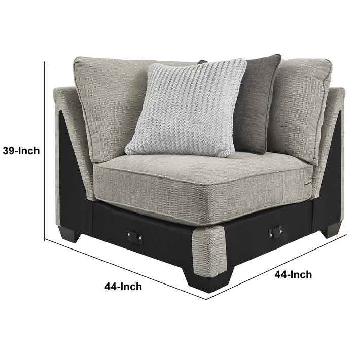 Fabric Upholstered Wooden Framed Wedge, Light Gray and Black