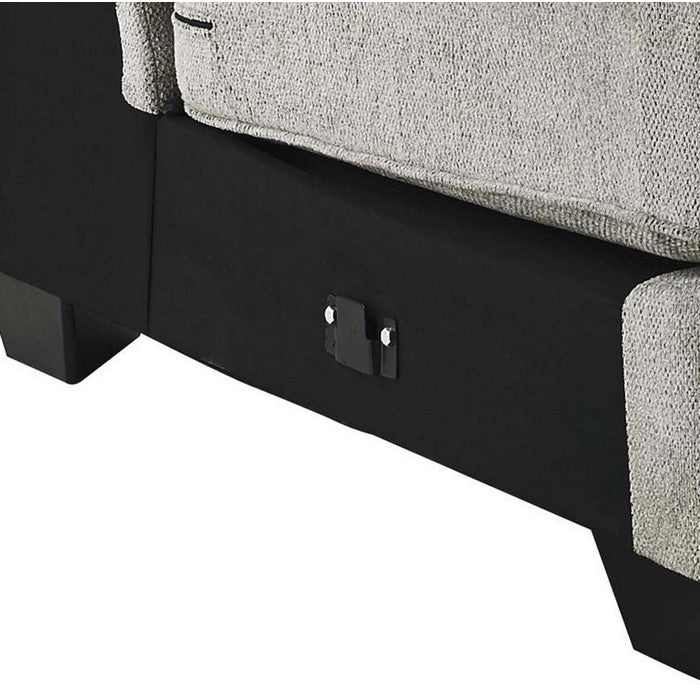 Fabric Upholstered Wooden Framed Armless Chair, Light Gray and Black