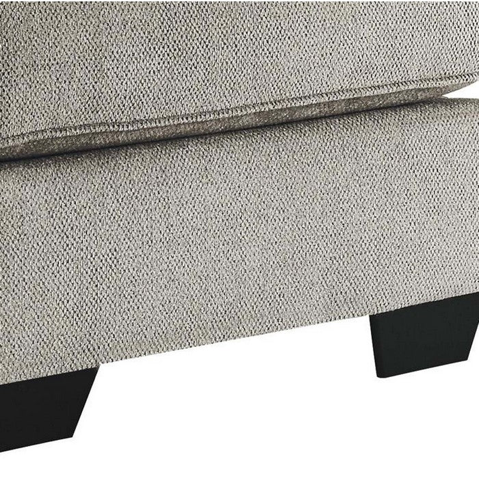 Fabric Upholstered Wooden Framed Armless Chair, Light Gray and Black