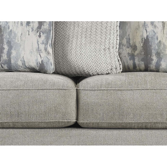 Fabric Upholstered Wooden Framed Armless Loveseat, Light Gray and Black
