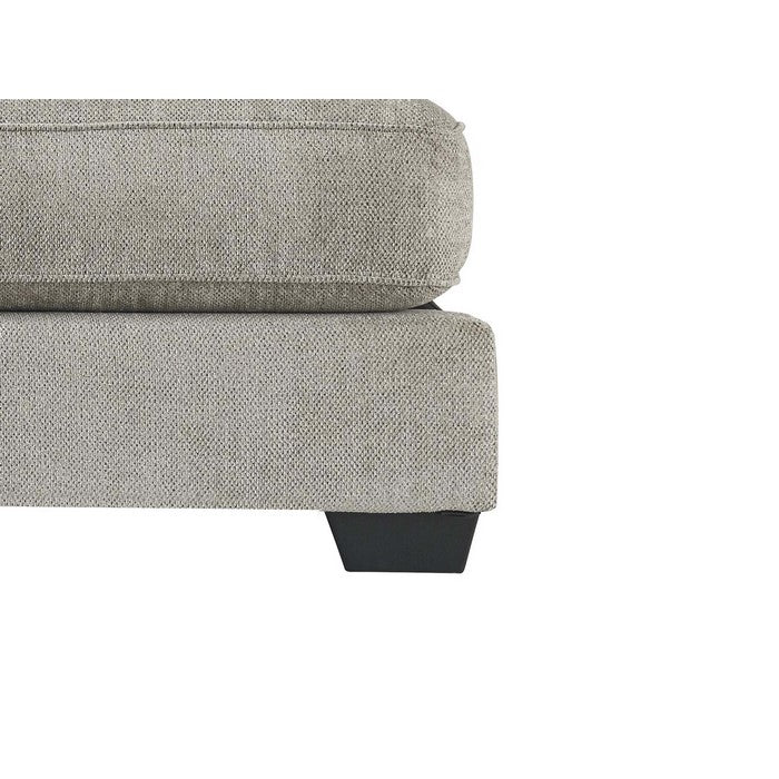 Fabric Upholstered Wooden Framed Armless Loveseat, Light Gray and Black