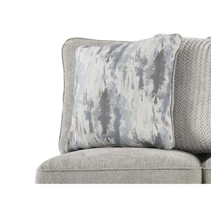 Fabric Upholstered Wooden Framed Armless Loveseat, Light Gray and Black