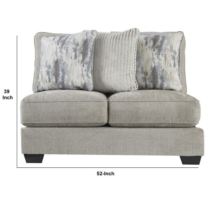 Fabric Upholstered Wooden Framed Armless Loveseat, Light Gray and Black