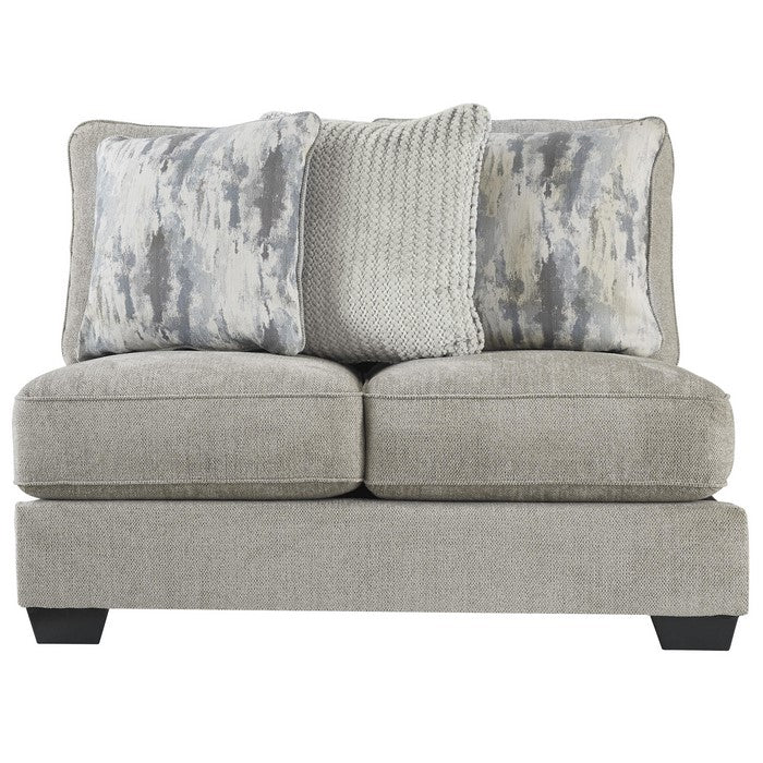 Fabric Upholstered Wooden Framed Armless Loveseat, Light Gray and Black