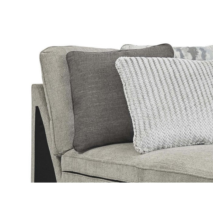 Fabric Upholstered Wooden Framed Right Arm Facing Chaise, Gray and Black