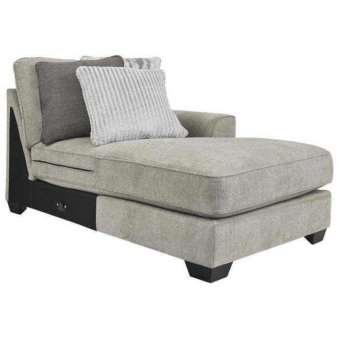 Fabric Upholstered Wooden Framed Right Arm Facing Chaise, Gray and Black