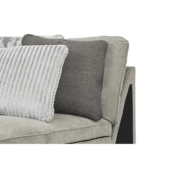 Fabric Upholstered Wooden Framed Left Arm Facing Chaise, Gray and Black