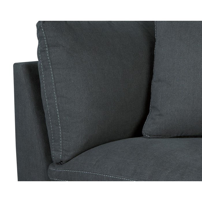 Fabric Upholstered Wooden Framed Wedge, Charcoal Gray