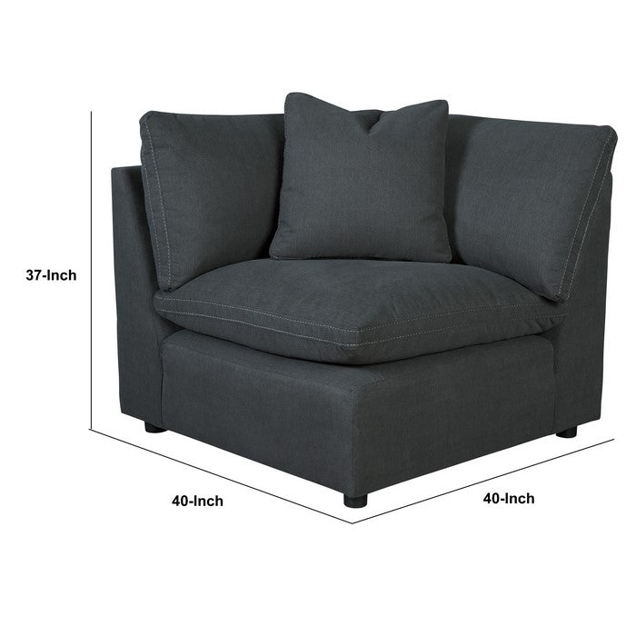 Fabric Upholstered Wooden Framed Wedge, Charcoal Gray