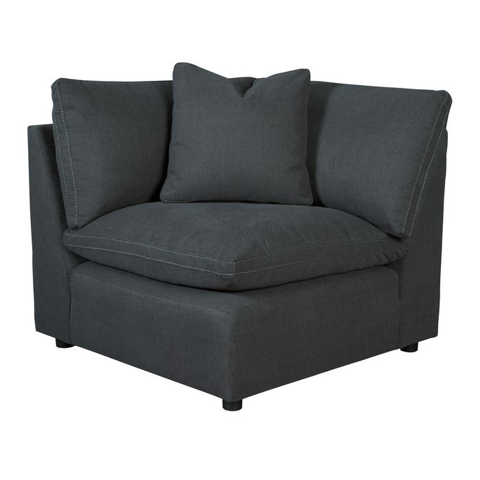 Fabric Upholstered Wooden Framed Wedge, Charcoal Gray