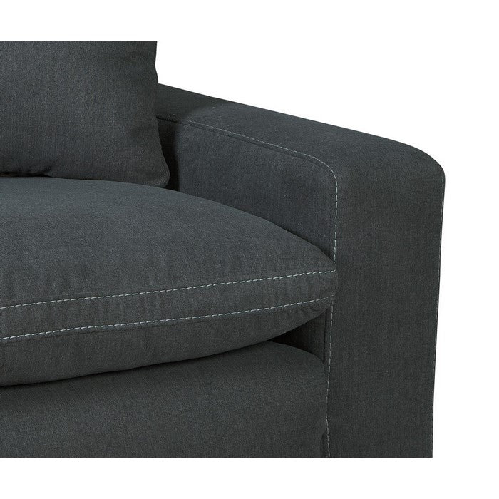 Fabric Upholstered Wooden Right Arm Facing Corner Chair, Charcoal Gray