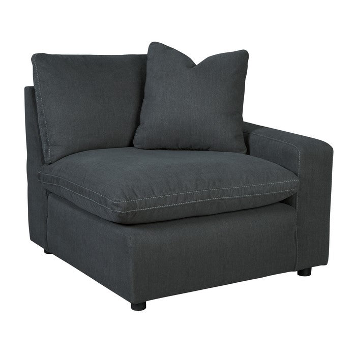 Fabric Upholstered Wooden Right Arm Facing Corner Chair, Charcoal Gray