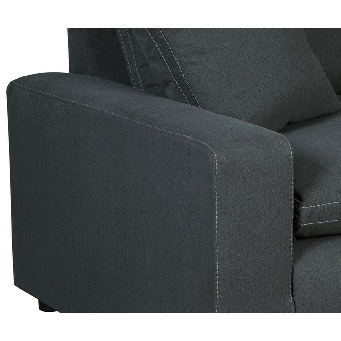 Fabric Upholstered Wooden Left Arm Facing Corner Chair, Charcoal Gray