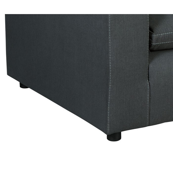 Fabric Upholstered Wooden Left Arm Facing Corner Chair, Charcoal Gray