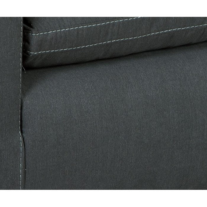 Fabric Upholstered Wooden Left Arm Facing Corner Chair, Charcoal Gray