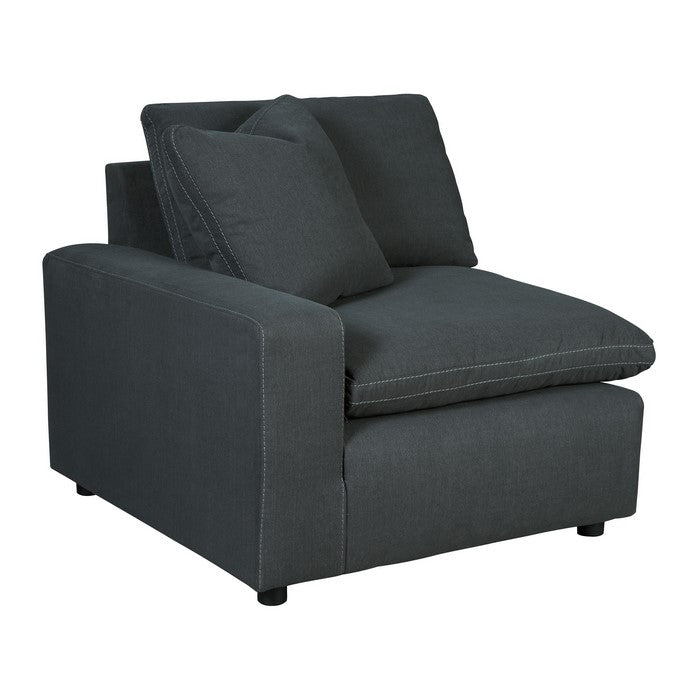 Fabric Upholstered Wooden Left Arm Facing Corner Chair, Charcoal Gray