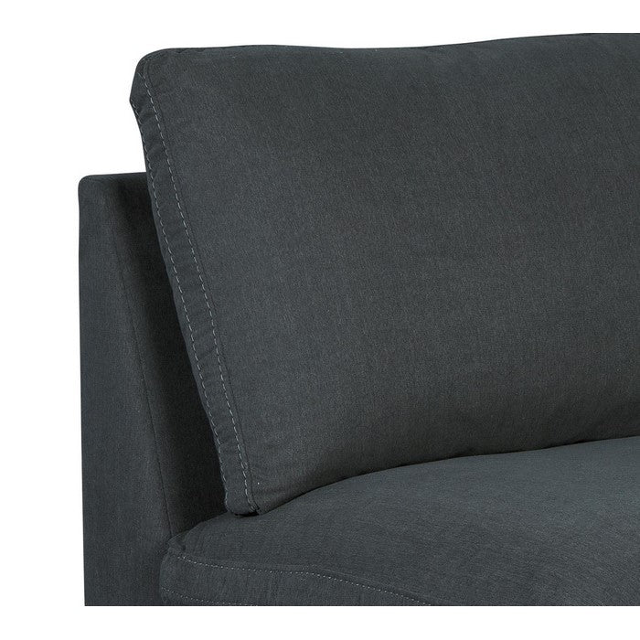 Fabric Upholstered Wooden Framed Armless Chair, Charcoal Gray