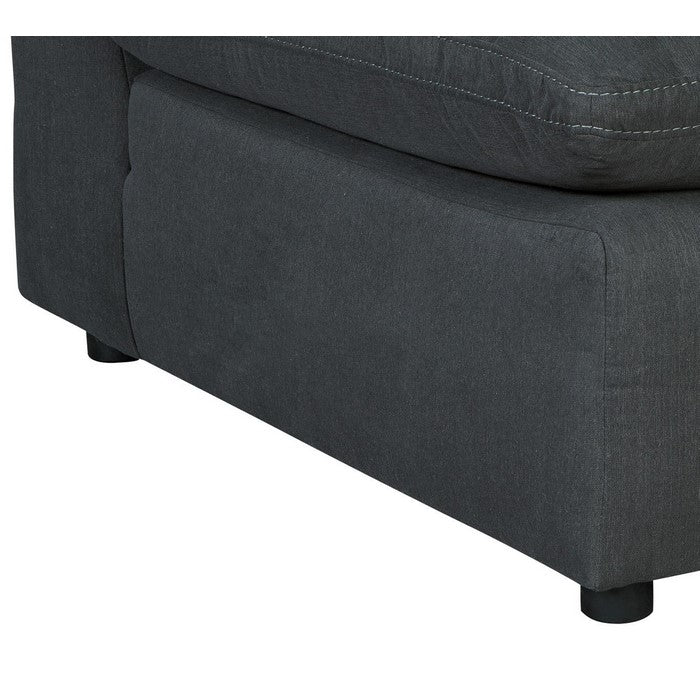 Fabric Upholstered Wooden Framed Armless Chair, Charcoal Gray