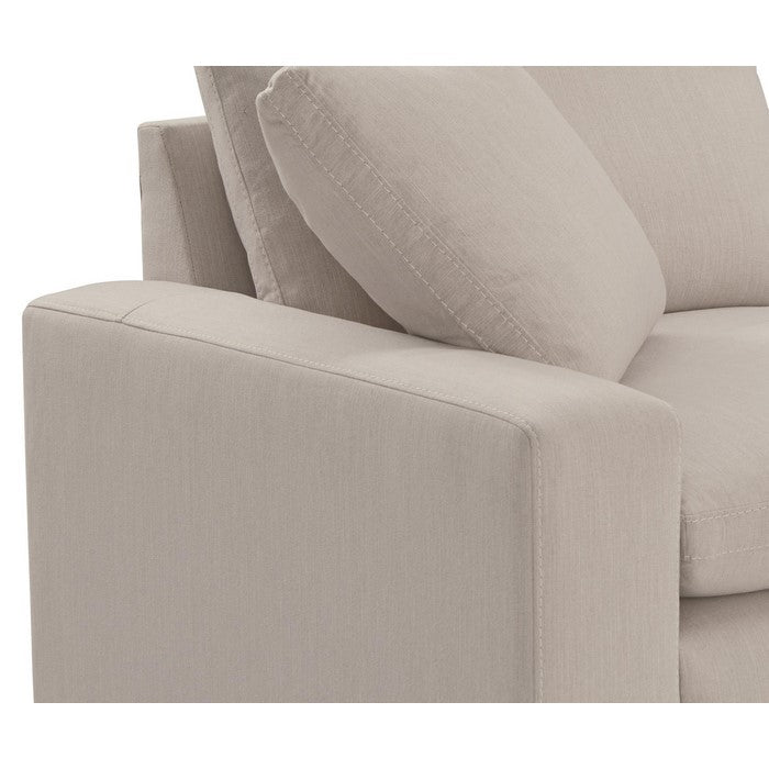 Fabric Upholstered Wooden Left Arm Facing Corner Chair, Off White